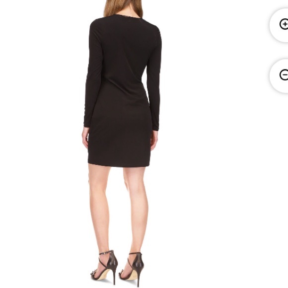 NWT $140 Michael Kors black V neck dress with metal ring accent. Stretchy. Sz M. - Picture 3 of 15
